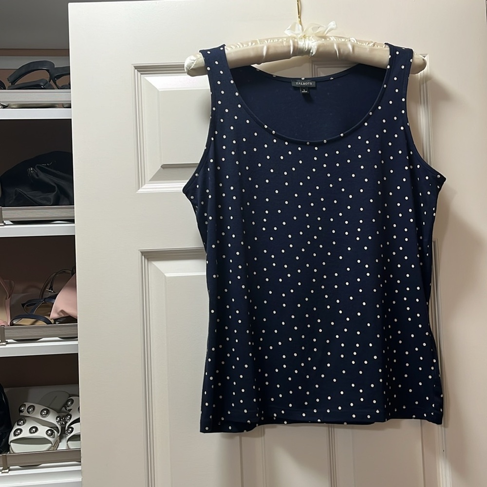 Talbots Navy Dot Tank - Picture 2 of 7